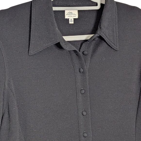 Vintage LL Bean Size 12 100% Wool Long Sleeve Midi Shirt Dress Collared READ! - Picture 2 of 9